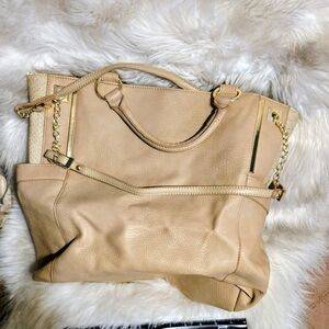 Extra Large Elegant Tan Leather Tote Bag